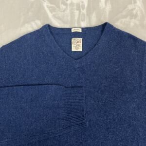 Article 365 Sweater Mens XL Blue Cashmere V Neck Old Money Preppy Quiet Luxury